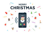 Christmas phone call from Santa Claus with Greeting Card and Happy New Year lettering