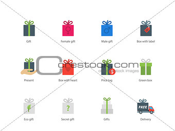 Present boxes color icons on white background.