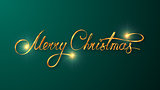 Gold Text Design Of Merry Christmas On Cyan Color Background