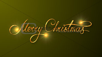 Gold Text Design Of Merry Christmas On Green Color Background