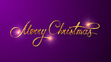Gold Text Design Of Merry Christmas On Purple Color Background