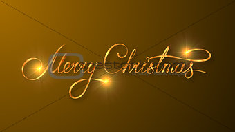 Gold Text Design Of Merry Christmas On Yellow Color Background