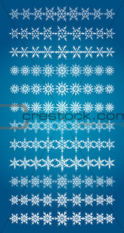 Set of scribble snowflakes vector borders