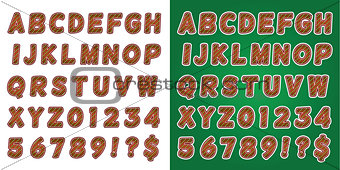 Christmas Candy Cane Green Alphabet Letters and Numbers