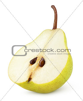Half of yellow pear fruit isolated on white