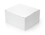 Closed cardboard box on white