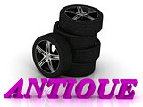 ANTIQUE- bright letters and rims mashine black wheels 