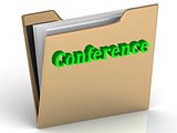 Conference - bright green letters on a folder