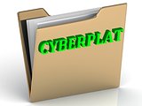 CYBERPLAT- bright color letters on a gold folder 