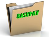 EASYPAY- bright color letters on a gold folder 