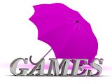GAMES- inscription of silver letters and umbrella 