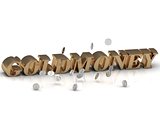 GOLDMONEY- inscription of gold letters on white background