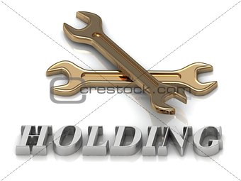 HOLDING- inscription of metal letters and 2 keys 