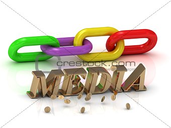 MEDIA- inscription of bright letters and color chain 