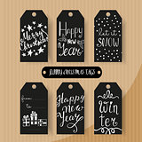 Set of Christmas and New Year gift tags