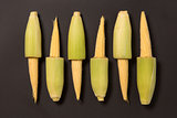 Raw of fresh baby corns 