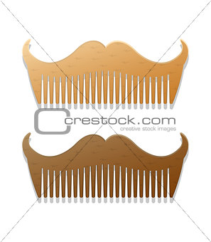 Vector hipster style illustration of combs in shape of mustaches