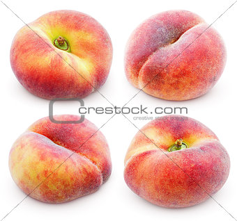 Set of chinese flat donut peaches on white