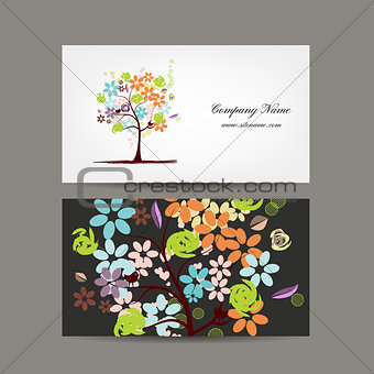Business cards design with floral tree