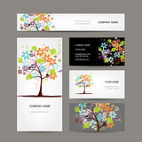 Business cards collection, floral tree design