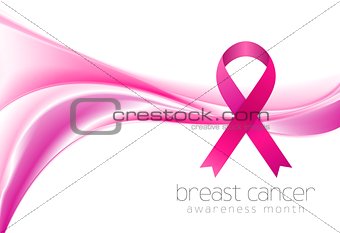 Breast cancer awareness month. Smooth wave and ribbon design