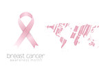 Breast cancer awareness pink ribbon and grunge map
