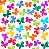 Seamless white pattern with butterflies