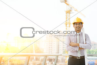 Asian male site contractor engineer portrait