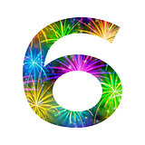 Number of colorful firework, six