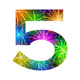 Number of colorful firework, five