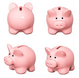 Set of piggy banks from different angles
