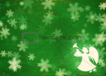 Grunge Christmas background with angel