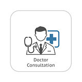 Doctor Consultation Icon. Flat Design.