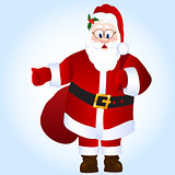 Cartoon Santa Claus with bag with gifts