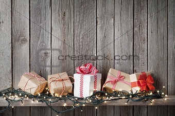 Christmas gift boxes and lights