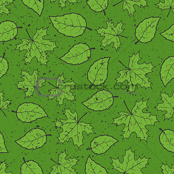 Seamless leaves grunge pattern