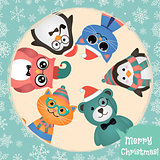 Hipster Fashion Retro Animals and Pets Christmas Background