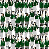 Group of students - vector seamless pattern