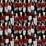 Group of students - vector seamless pattern