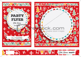 Club Flyers with copy space and hand drawn abstract background