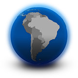 south America on political globe