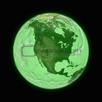 North America on green planet Earth