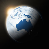 Sun over Australia on planet Earth