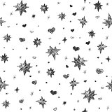 Vector seamless pattern with hearts and stars