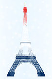 Eiffel tower in blue-white-red