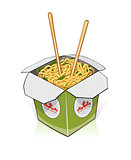 Fast food. Chinese noodles in take out container