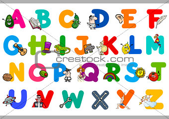 alphabet with objects for kids