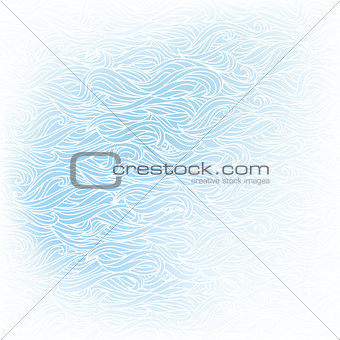 Wavy hand-drawn white pattern on blue background