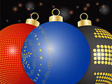 Christmas baubles close up background