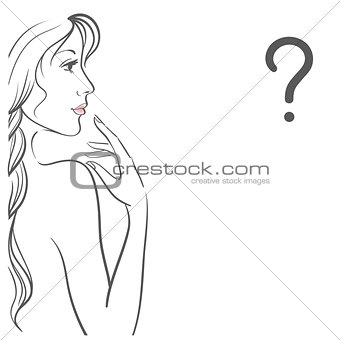 Young woman with question